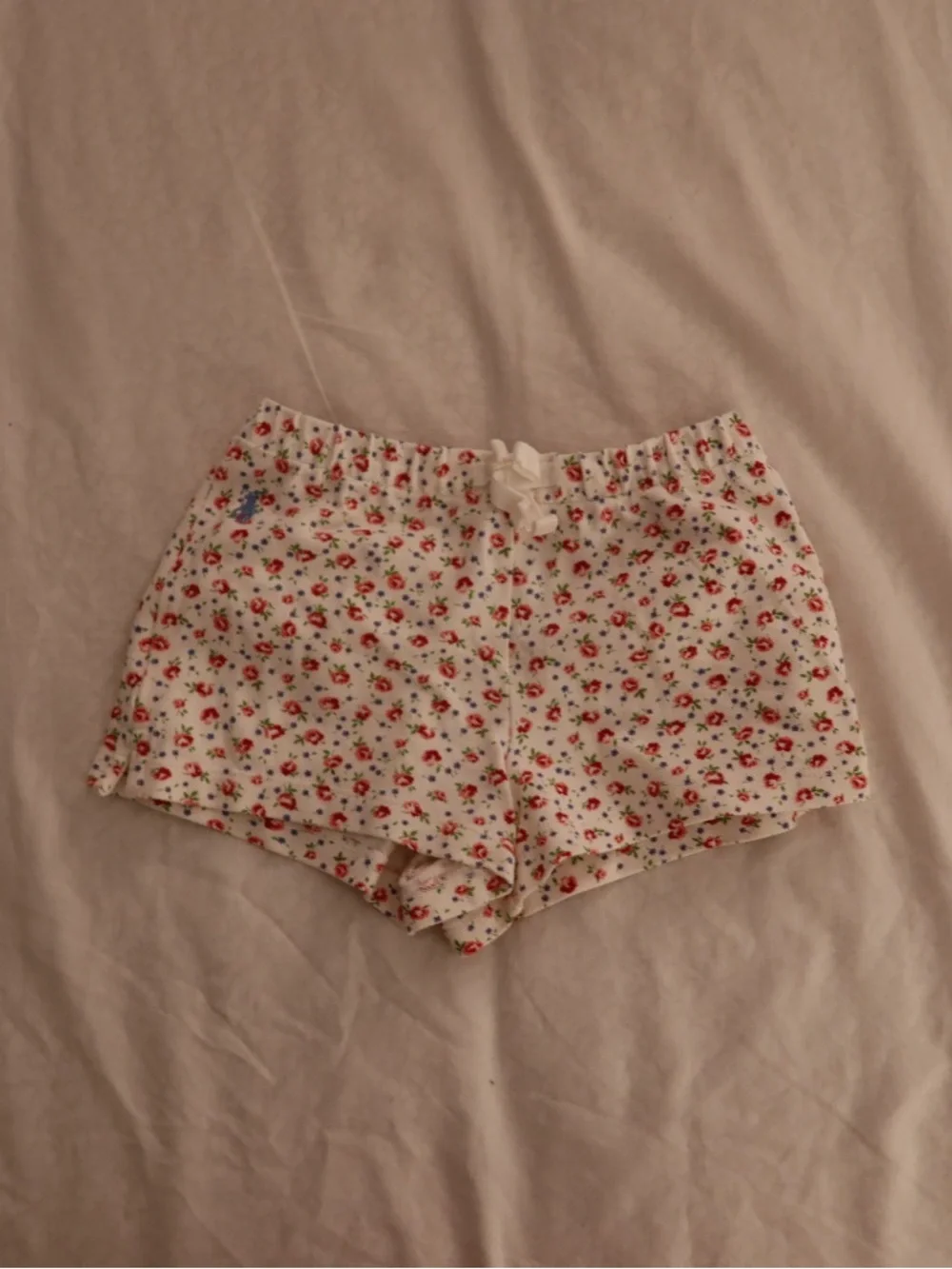 Ralph Lauren 12 Month White Floral Print Cotton Stretch Shorts